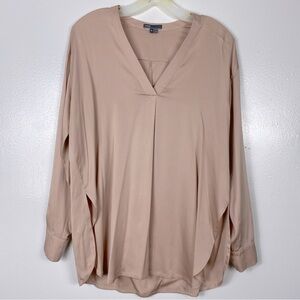 Vince silk Vneck draped flowy blouse vintage rose